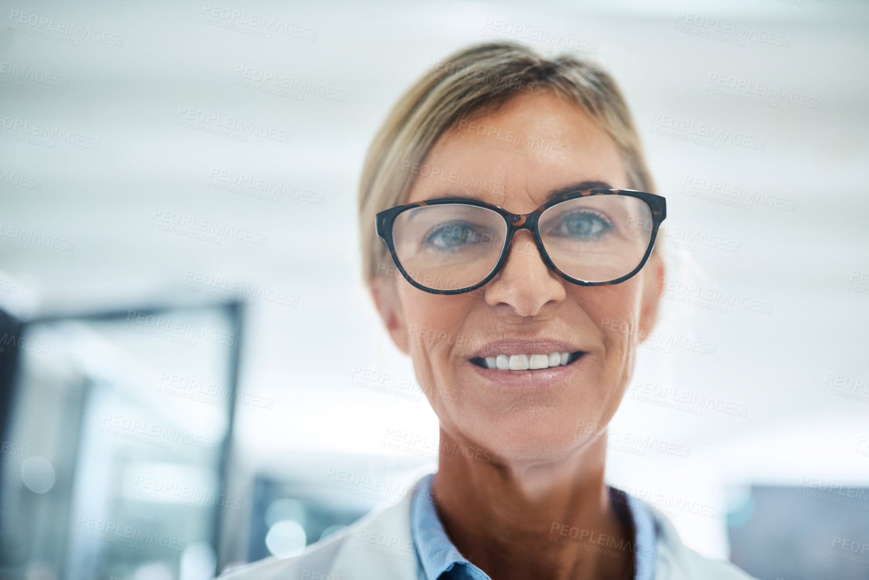 Buy stock photo Portrait of a mature scientist in a lab