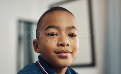 Buy stock photo Cropped shot of an adorable little boy at home