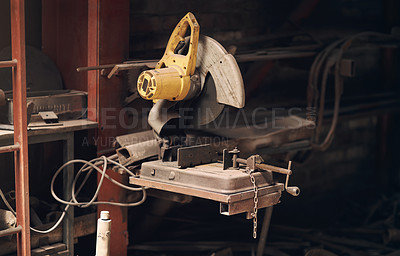 Buy stock photo Shot of a power tool in a foundry