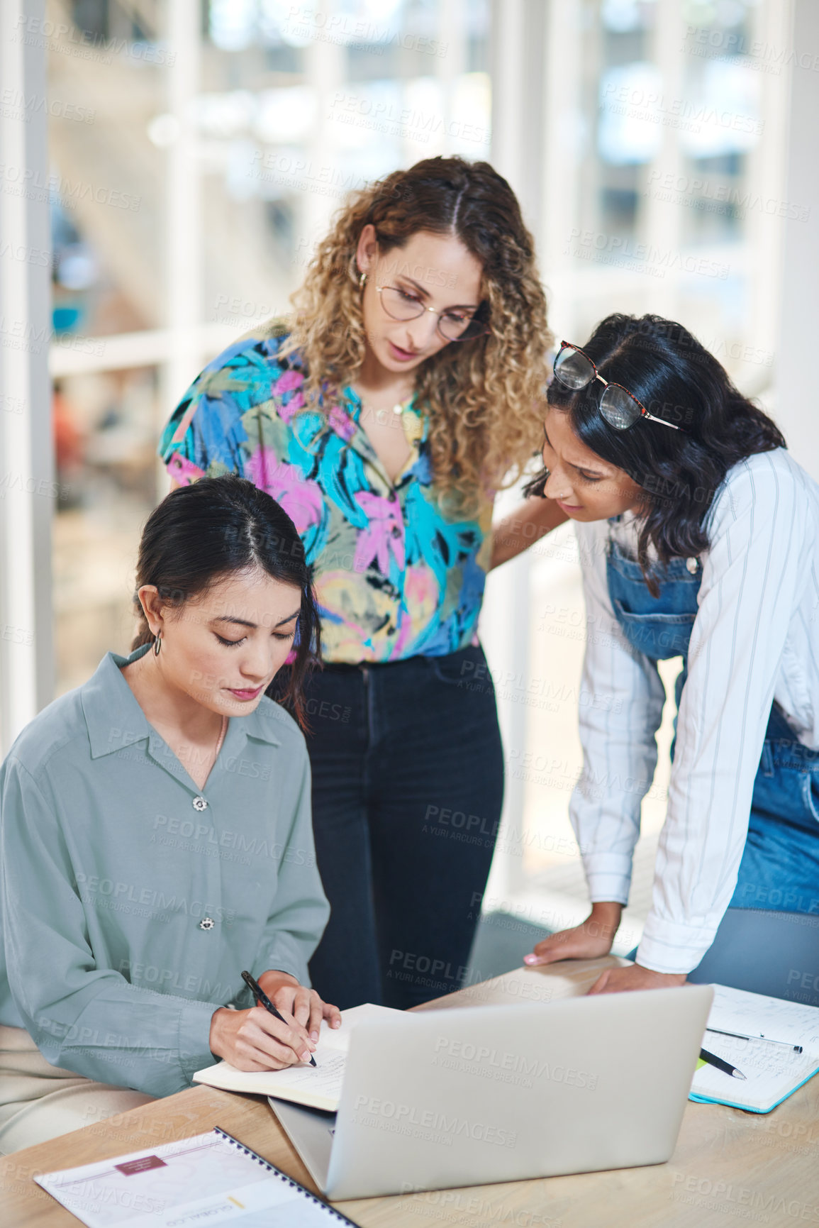 Buy stock photo Shot of a group of businesswomen working together in an office