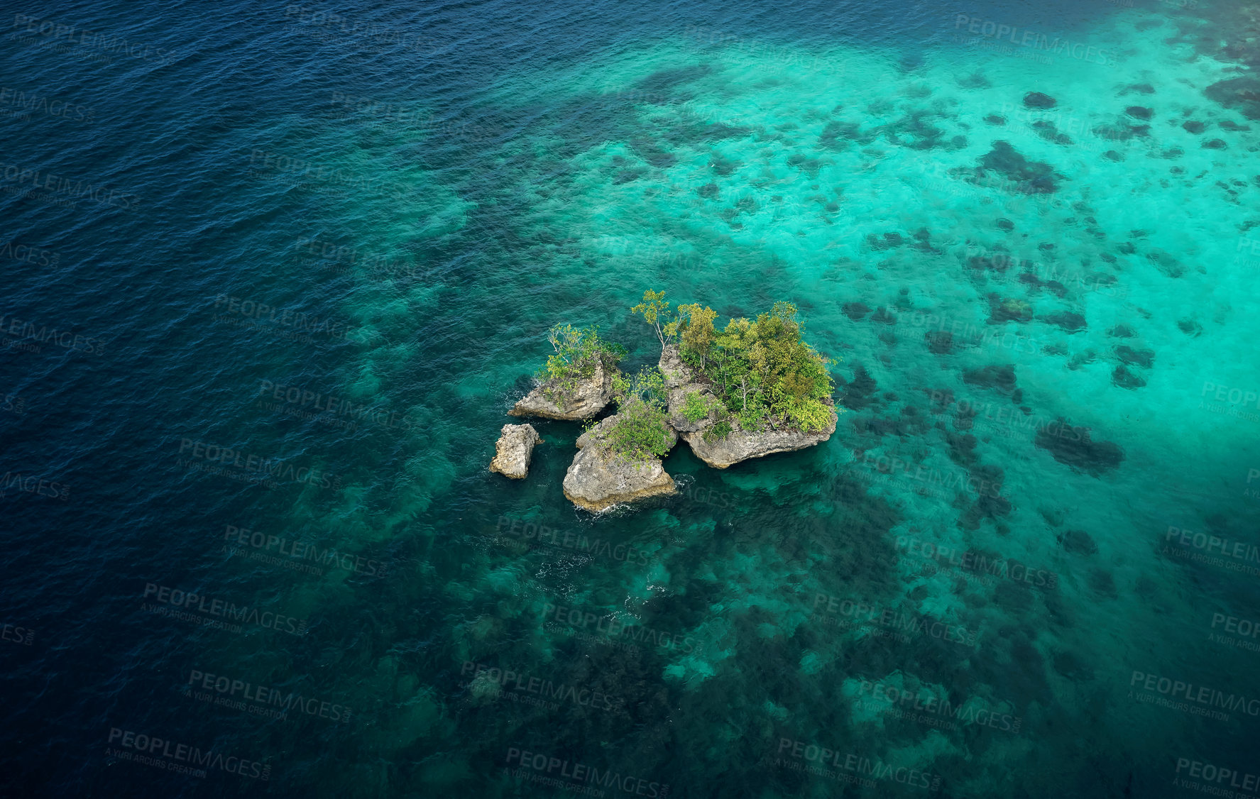 Buy stock photo High angle shot of the beautiful islands of Indonesia