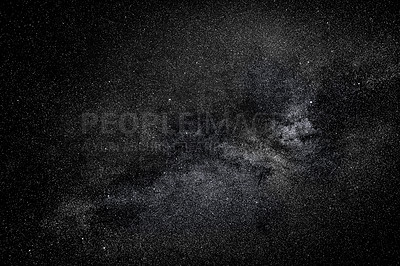 Buy stock photo Night sky - North with plenty of sparkling stars illuminated in the galaxy. Starry constellation and universe in dark pitch black sky. A beautiful background, screensaver or wallpaper