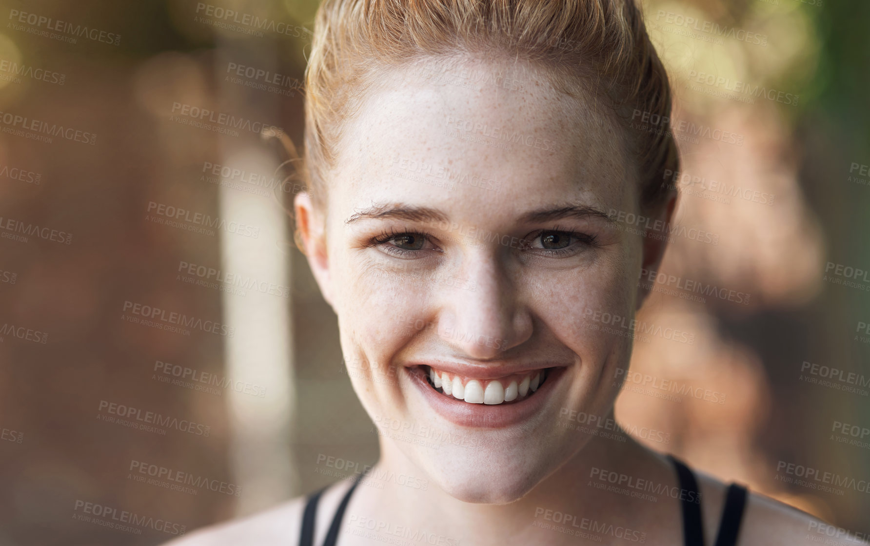 Buy stock photo Cropped portrait of an attractive young female athlete standing on the basketball court