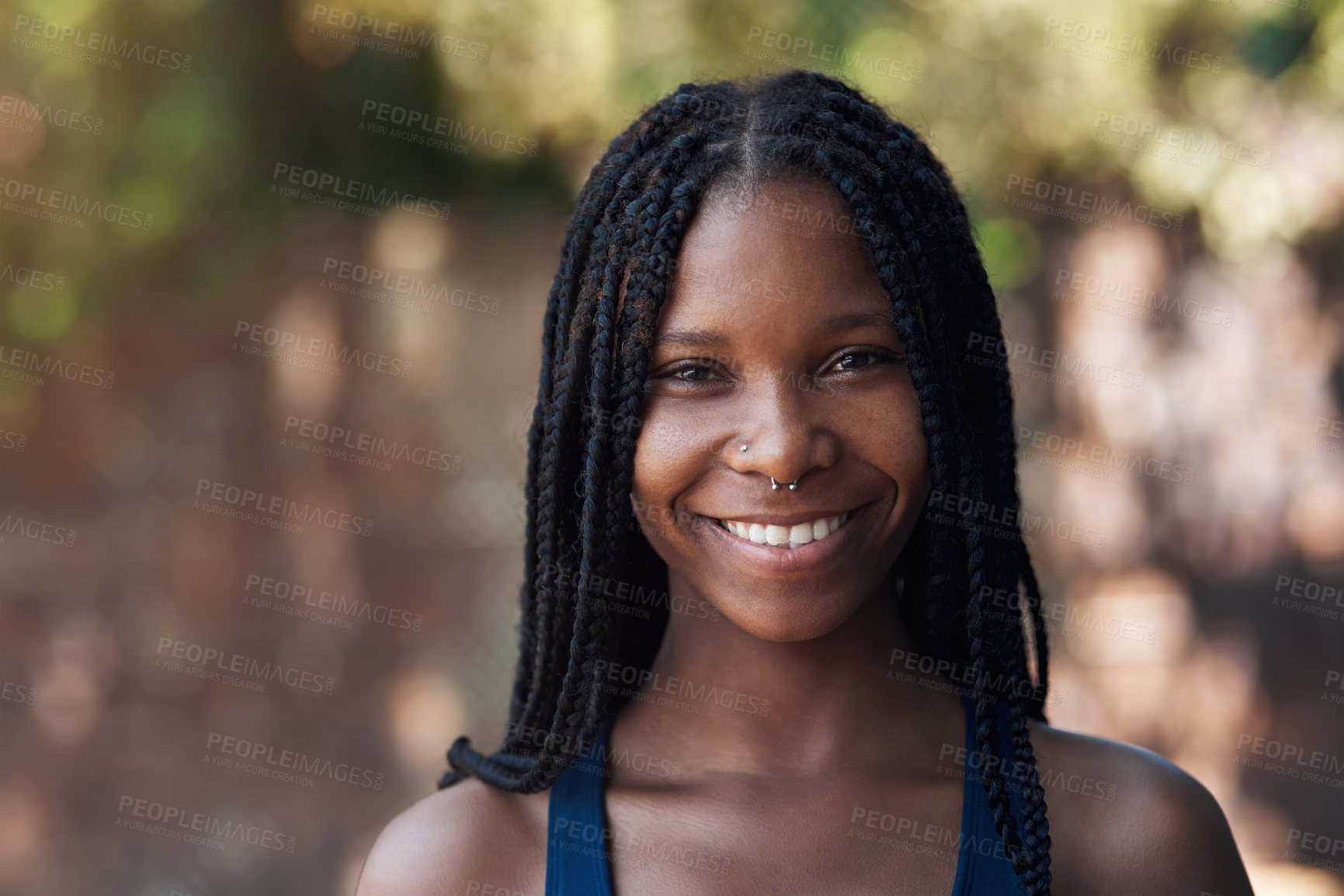 Buy stock photo Cropped portrait of an attractive young female athlete standing on the basketball court