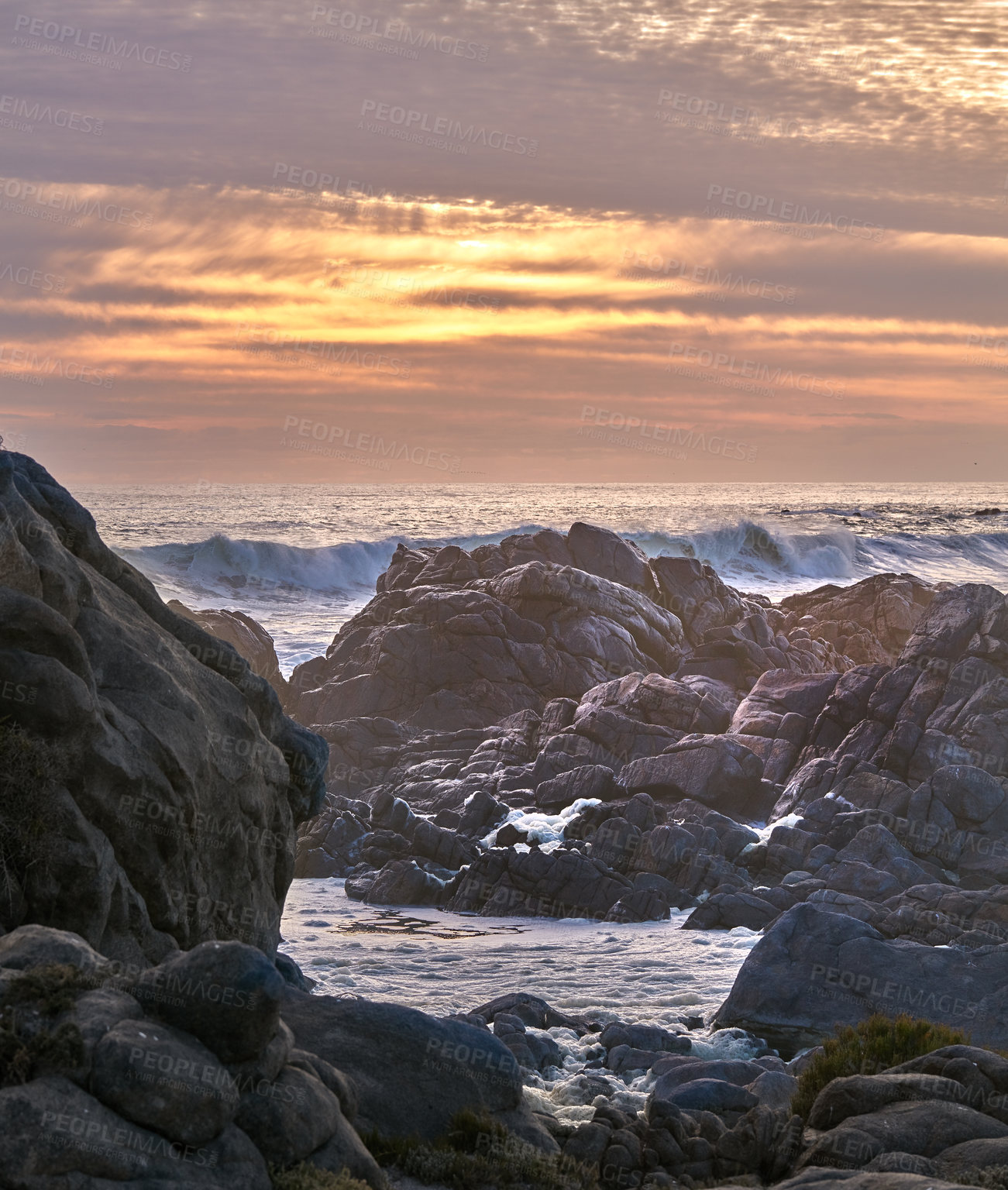 Buy stock photo Rocky coast in West Coast National Park,  Western Cape, South Africa.