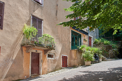 Buy stock photo Annecy, France, July, 17, 2019: Houses and street life in the famous medieval part of the city of Annecy, Department of Upper Savoy, France.