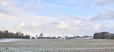Buy stock photo Danish farmland in wintertime