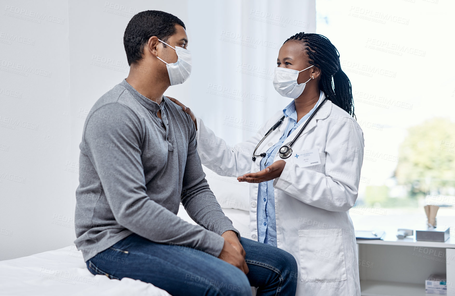 Buy stock photo Shot of a doctor having a consultation with a patient