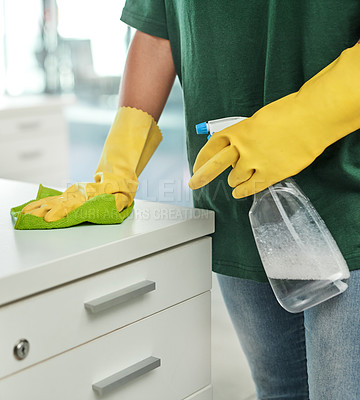 Buy stock photo Shot of an unrecognisable woman cleaning a modern office