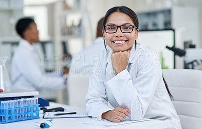 Buy stock photo Portrait of a young scientist working in a lab