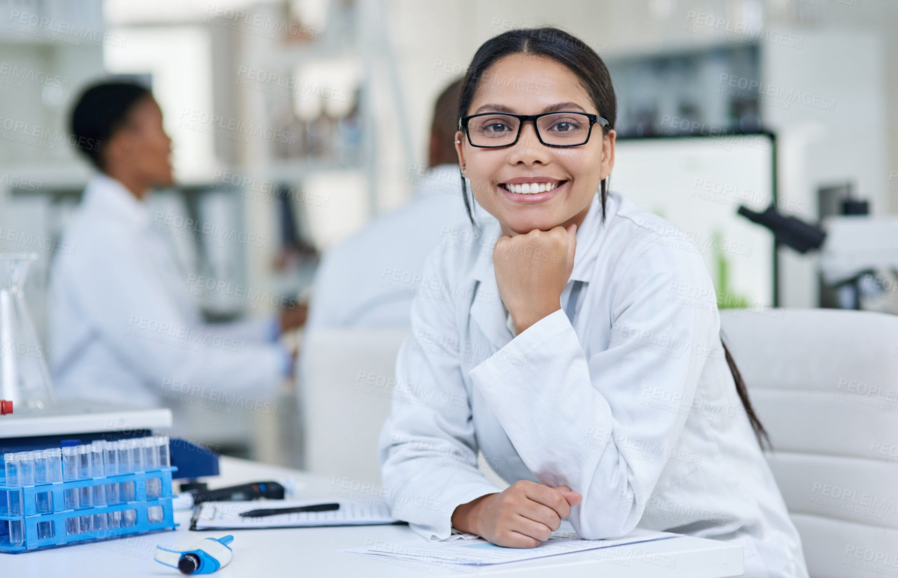 Buy stock photo Portrait of a young scientist working in a lab