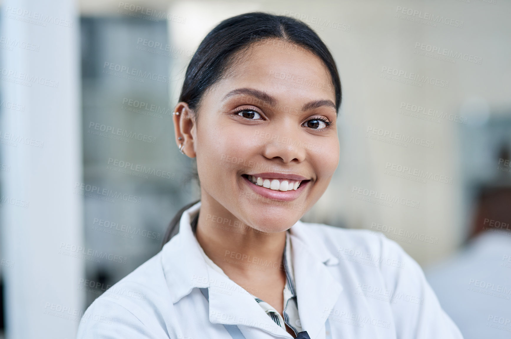 Buy stock photo Portrait of a young scientist working in a lab