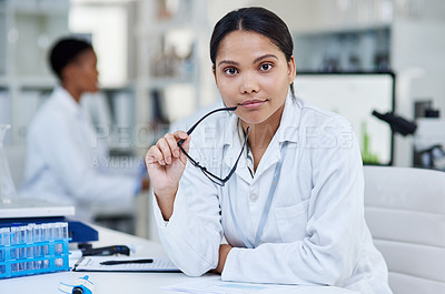 Buy stock photo Portrait of a young scientist working in a lab