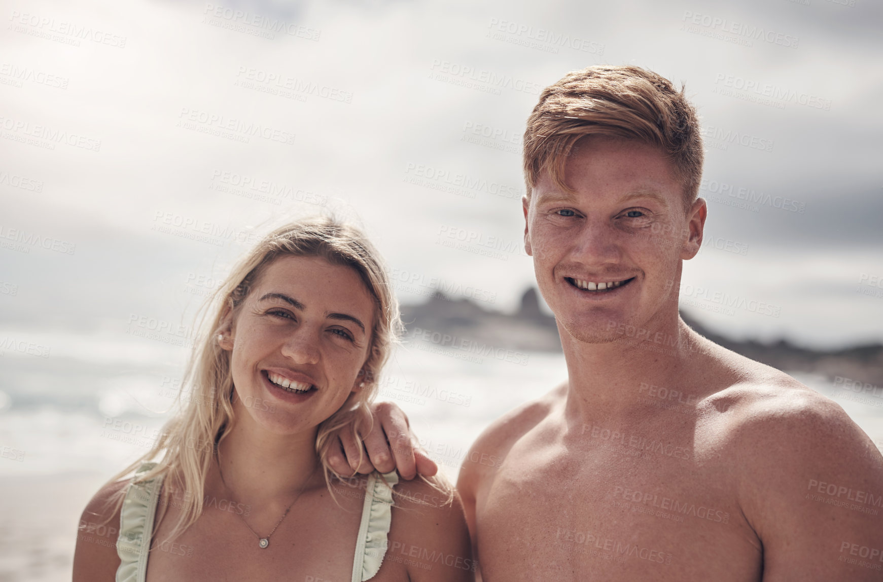 Buy stock photo Shot of a couple spending the day at the beach