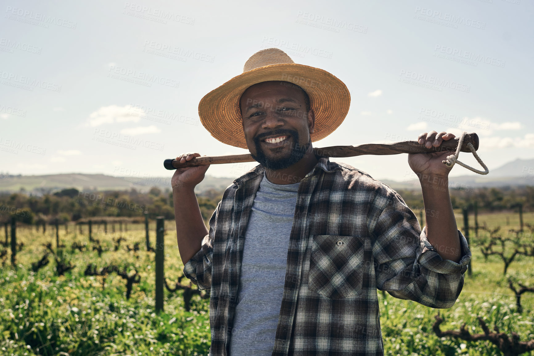 Buy stock photo Shot of a mature man working on a farm