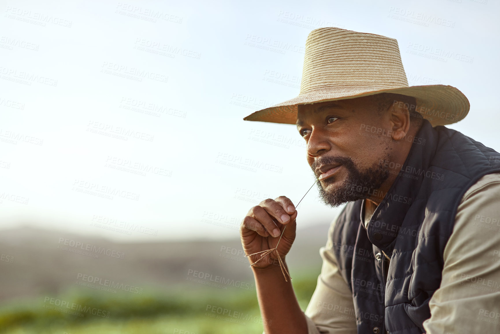 Buy stock photo Shot of a mature man working on a farm