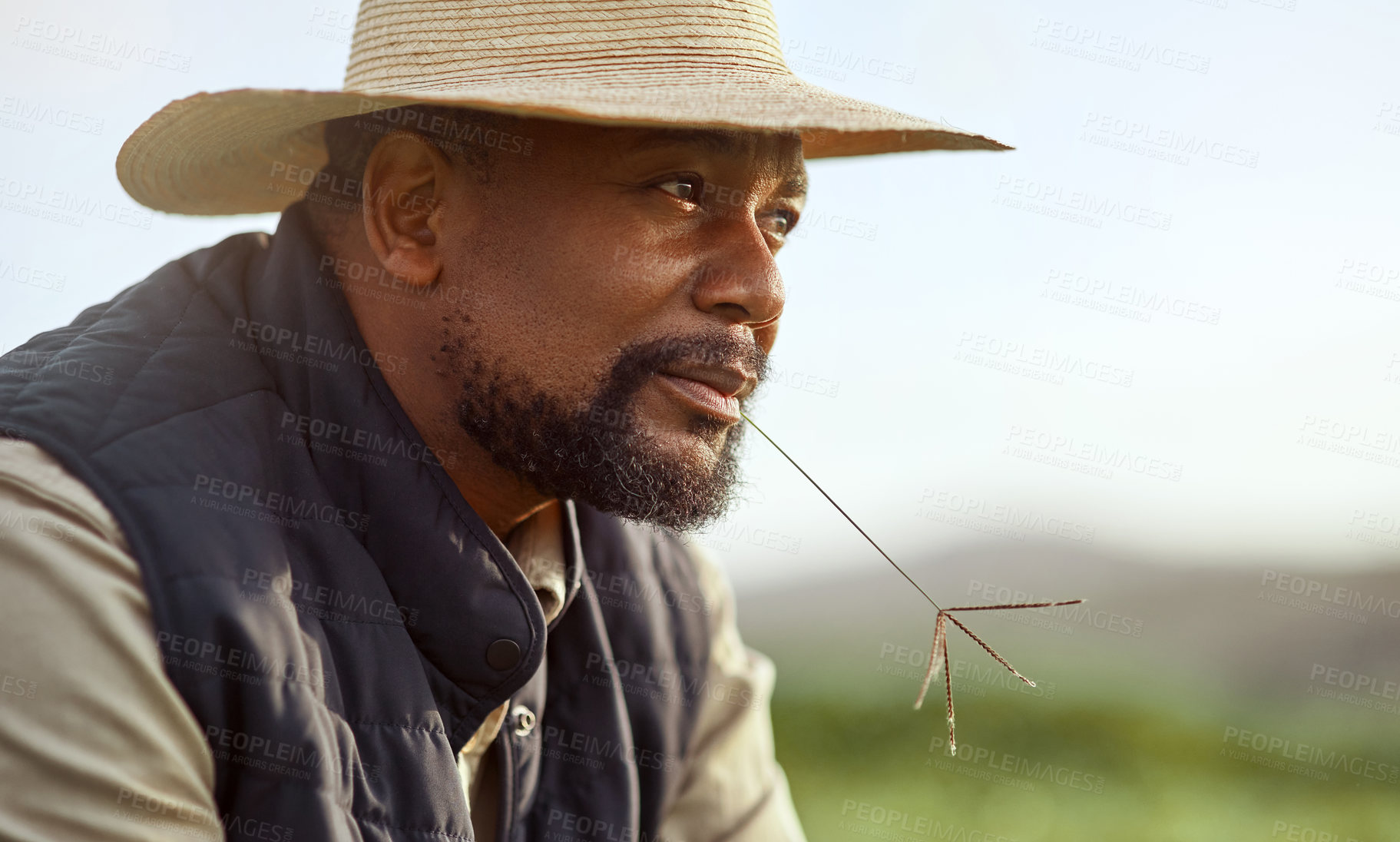 Buy stock photo Shot of a mature man working on a farm