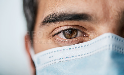 Buy stock photo Portrait of a man wearing a face mask