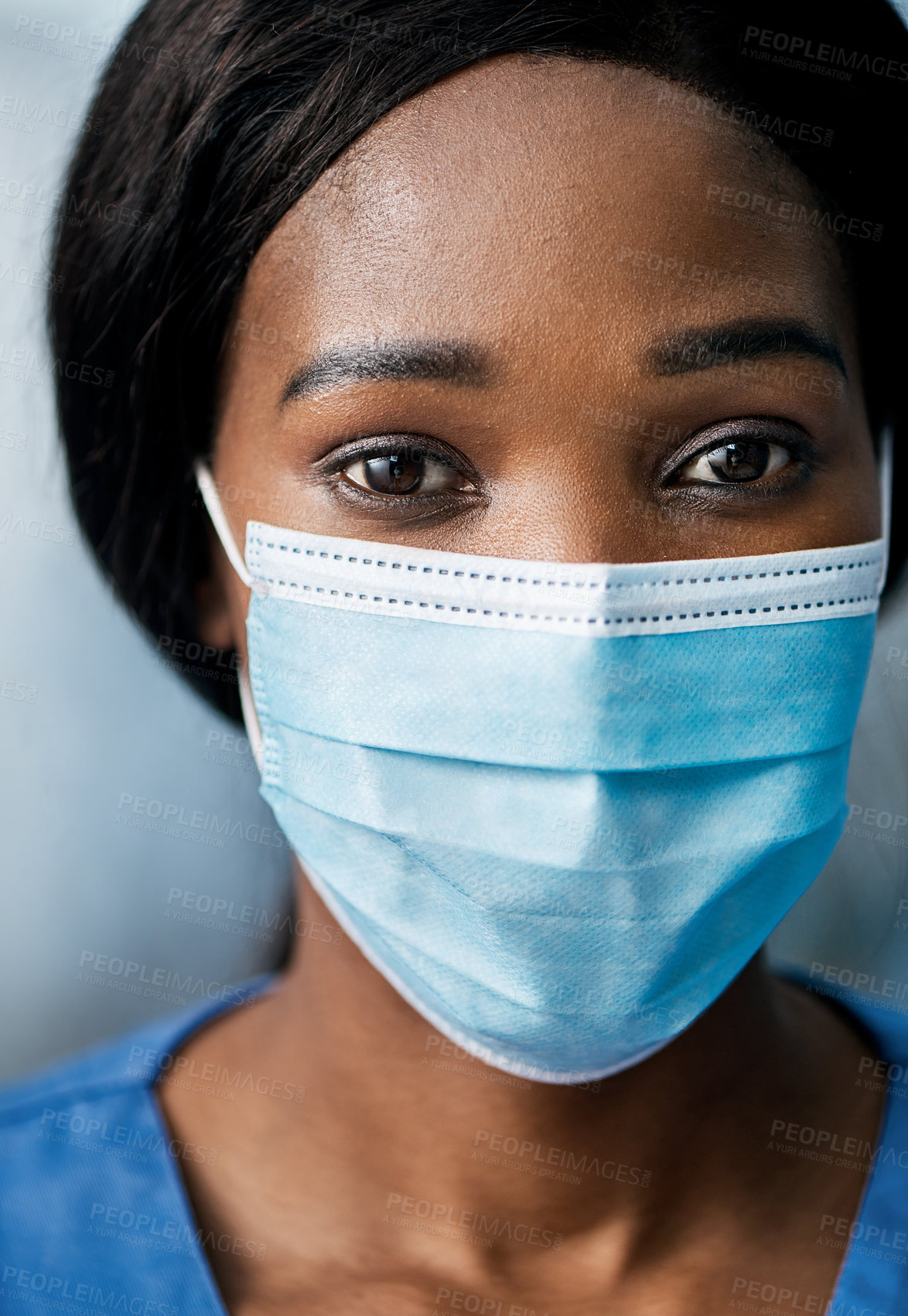 Buy stock photo Portrait of a woman wearing a face mask