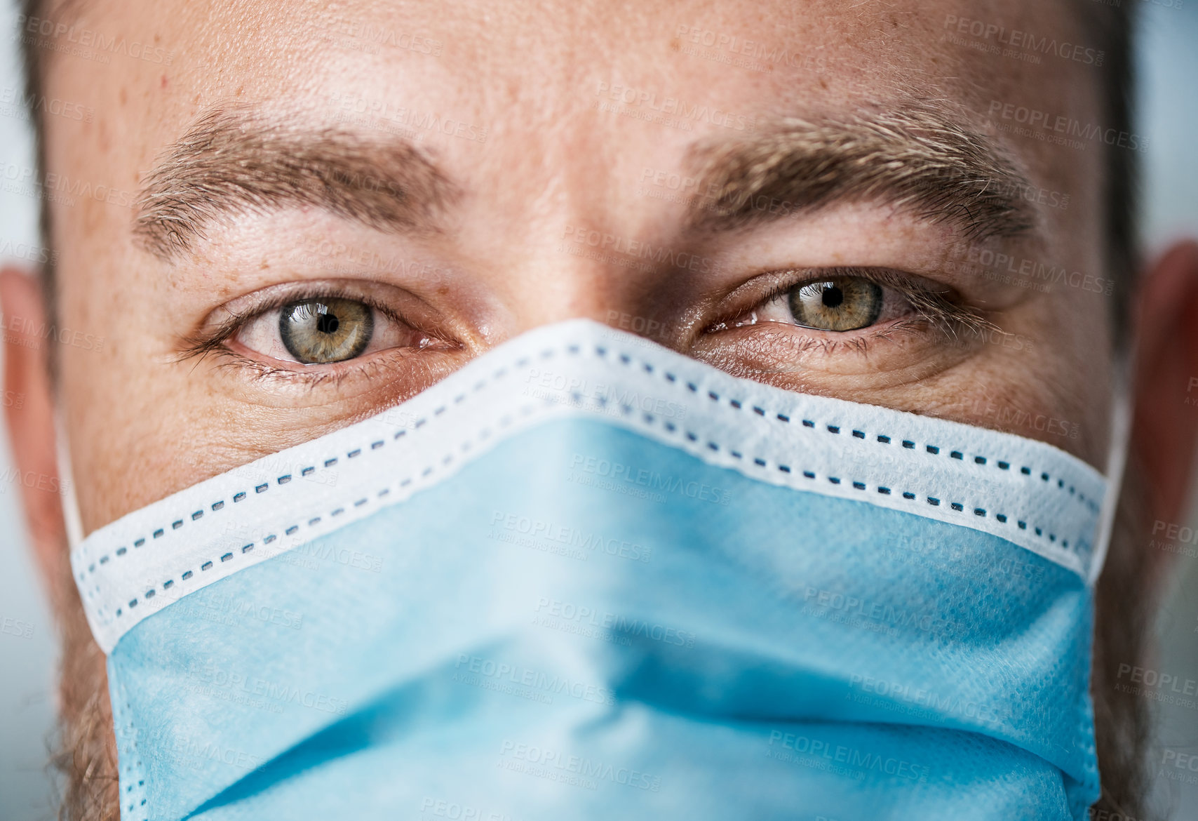 Buy stock photo Portrait of a man wearing a face mask