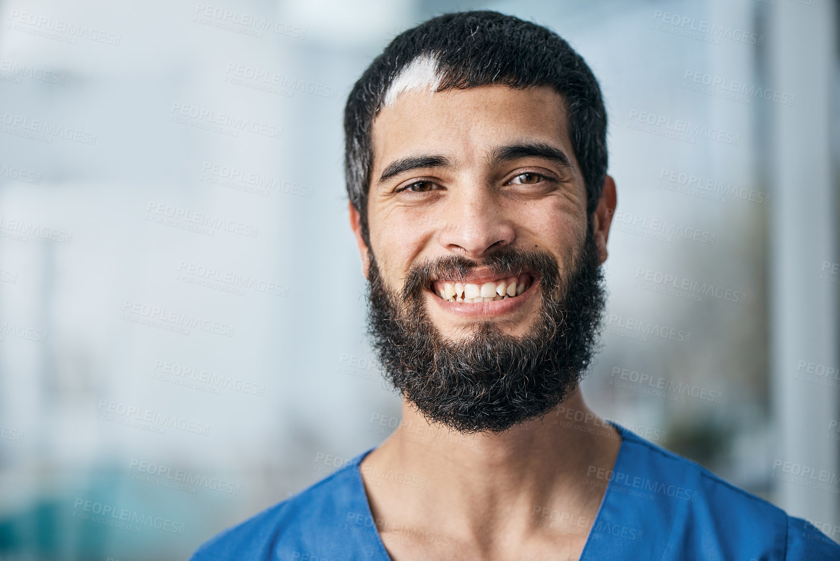 Buy stock photo Portrait of a medical practitioner standing in a hospital