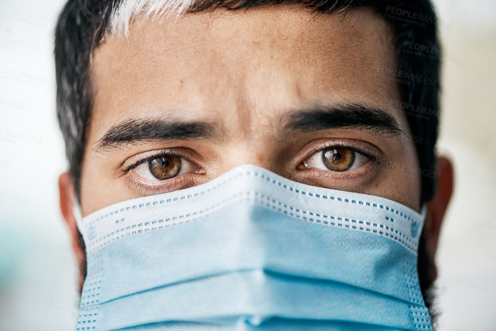 Buy stock photo Portrait of a man wearing a face mask