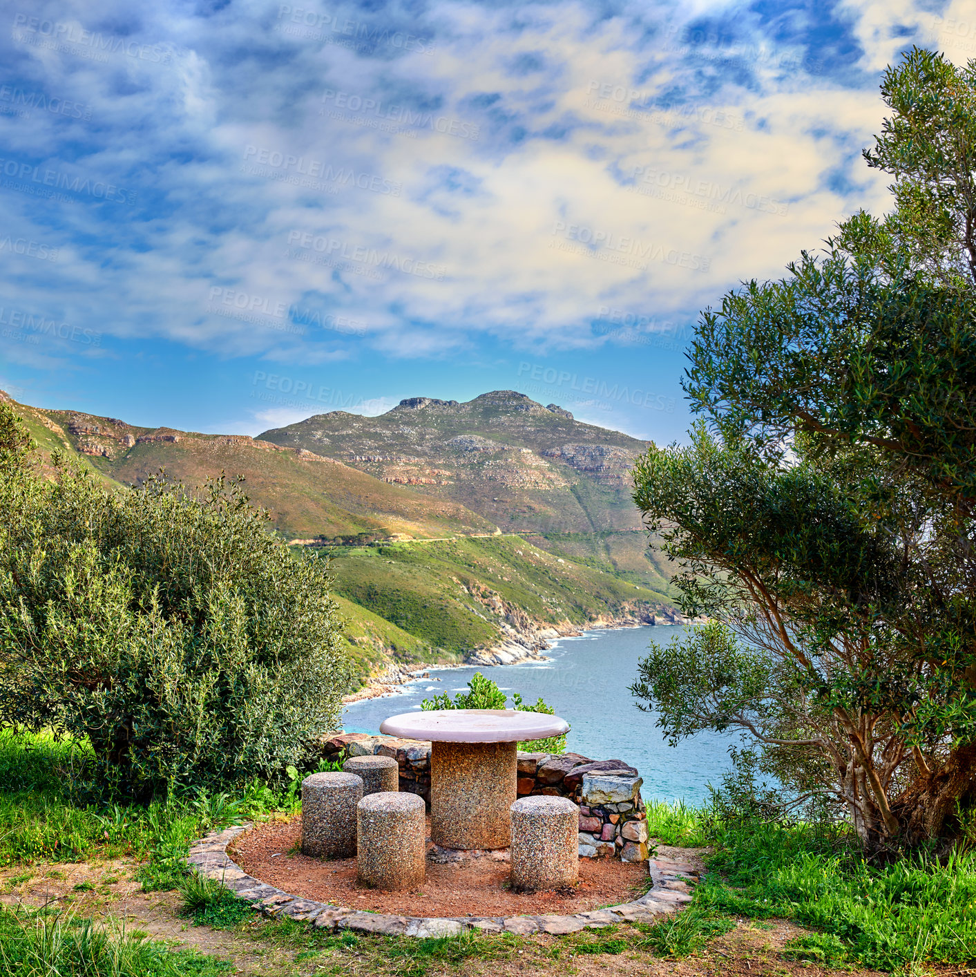 Buy stock photo A photo a picnic area near Shapmanns Peak Road, Cape Town, South Africa