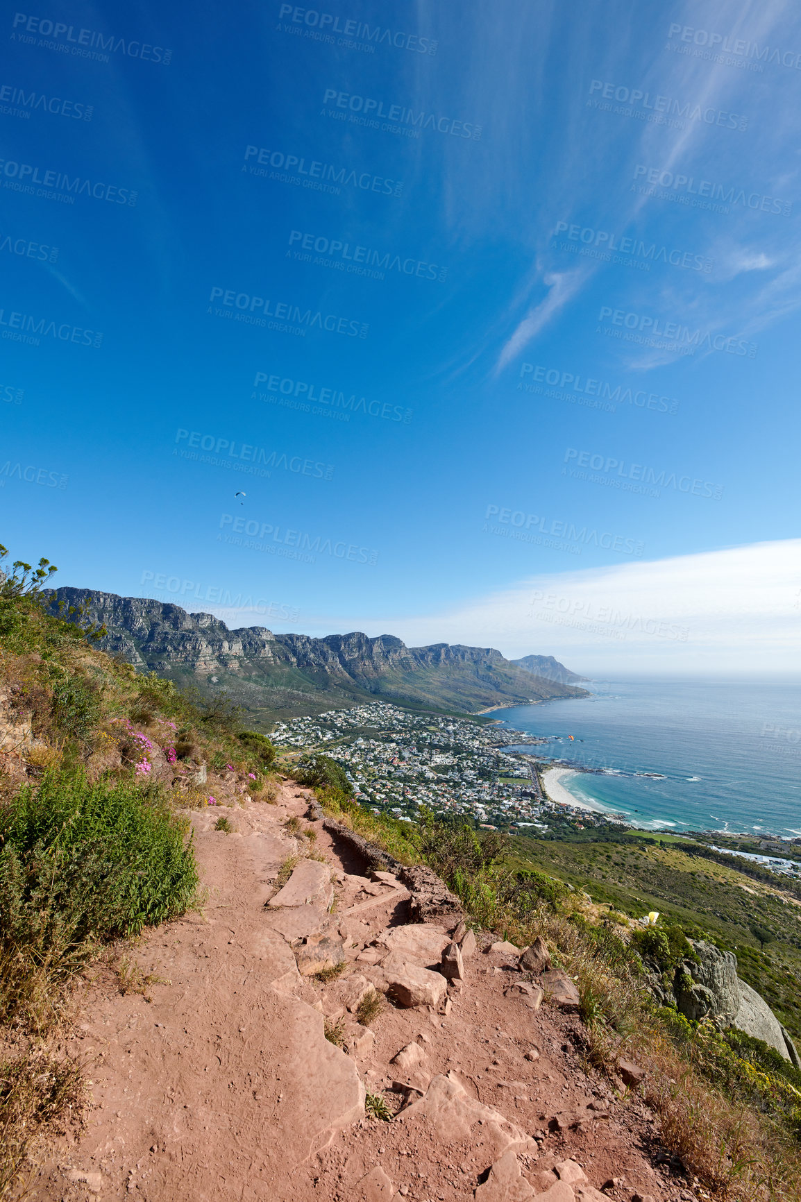 Buy stock photo Mountain trails on Lion's Head, Table Mountain National Park, Cape Town, South Africa