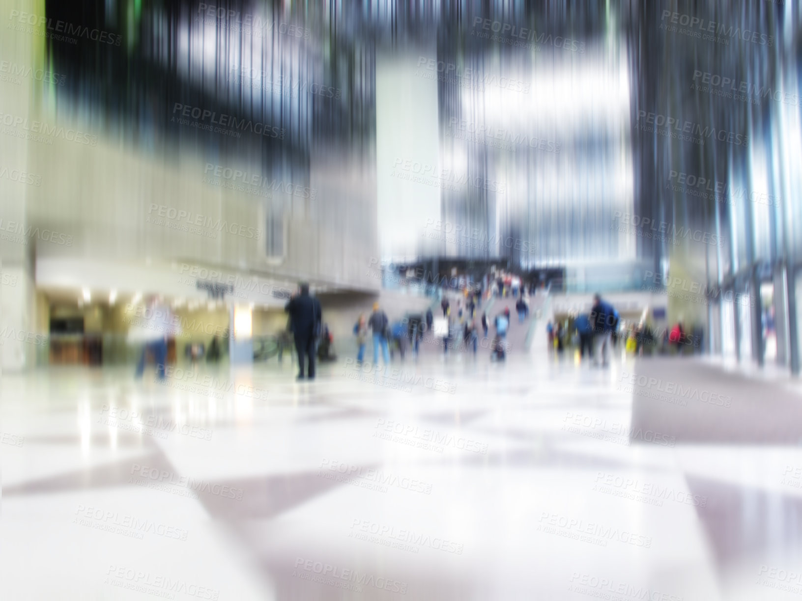 Buy stock photo At the airport - motion and lens blurred people