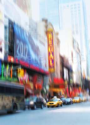 Buy stock photo A motion blurred image of people  a Manhattan evening
