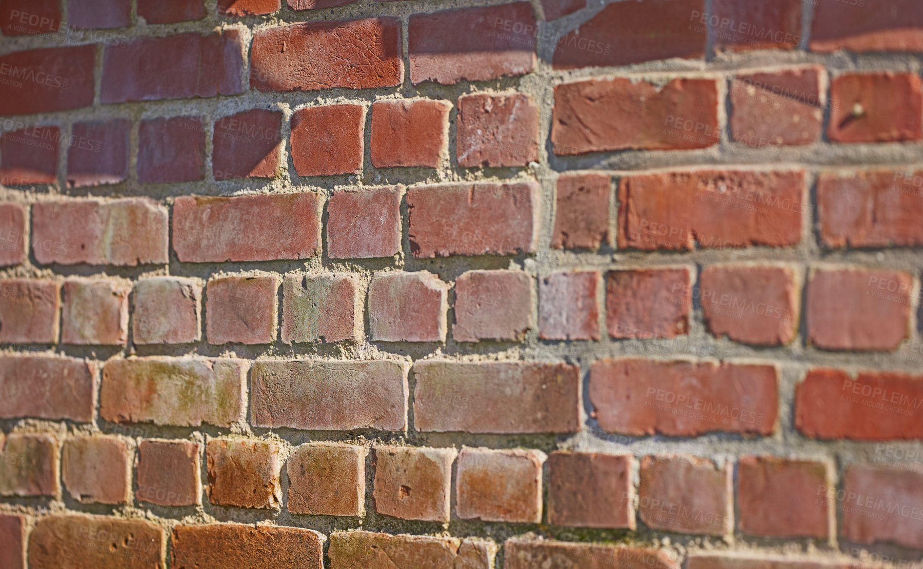 Buy stock photo Brick wall, empty and construction site for architecture, engineering for building and texture. Cement, closeup and renovation for development, pattern and structure for property and real estate
