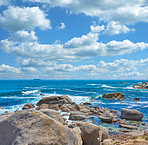 Rocky coastline of the CampÂ´s Bay, Western Cape