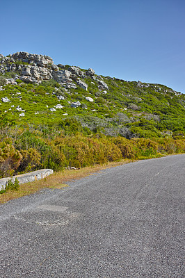 Buy stock photo Road through the wilderness of Cape Point National Park, Western Cape, South Africa