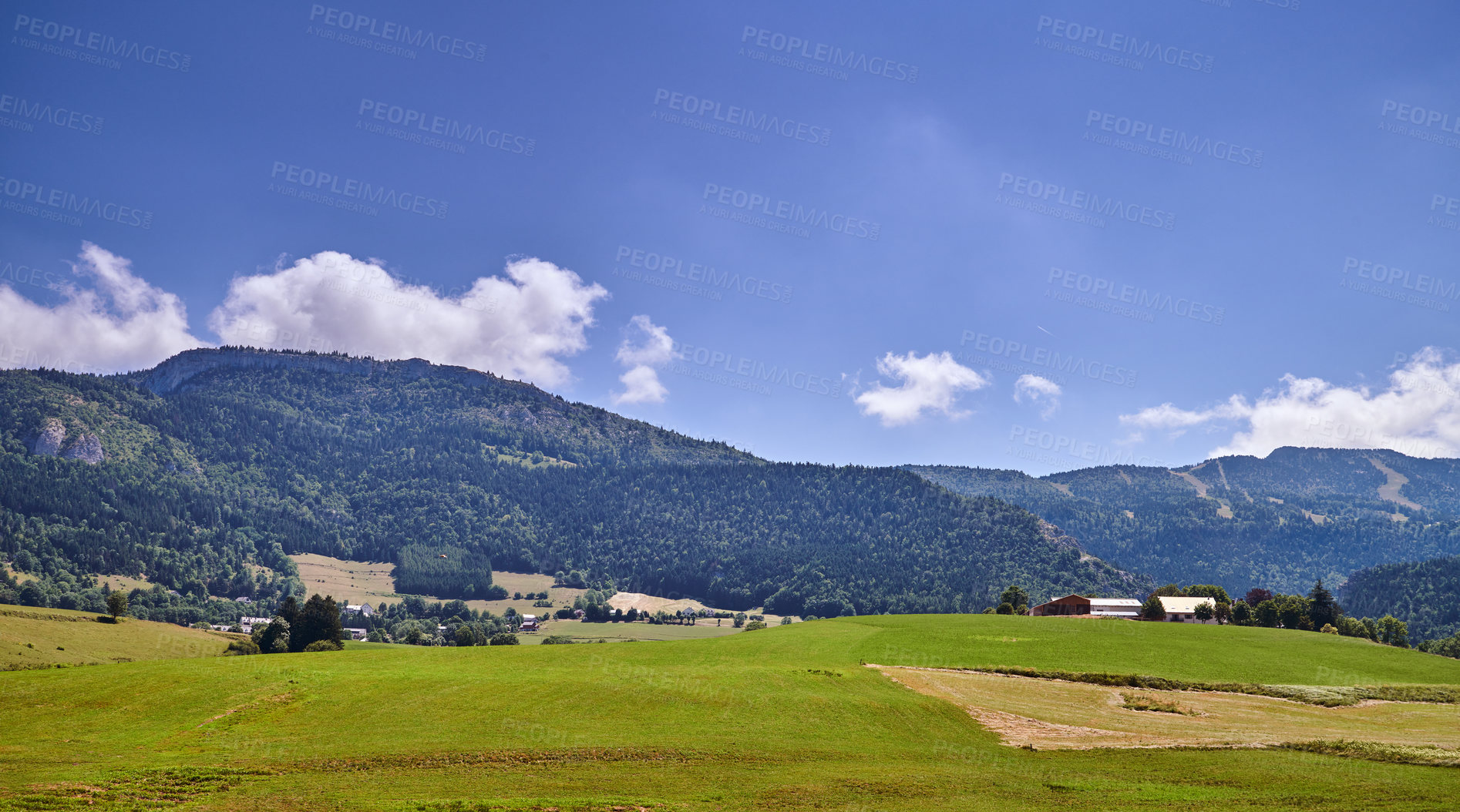 Buy stock photo A series of photos of countryside, farmland and forest close to Lyon, France