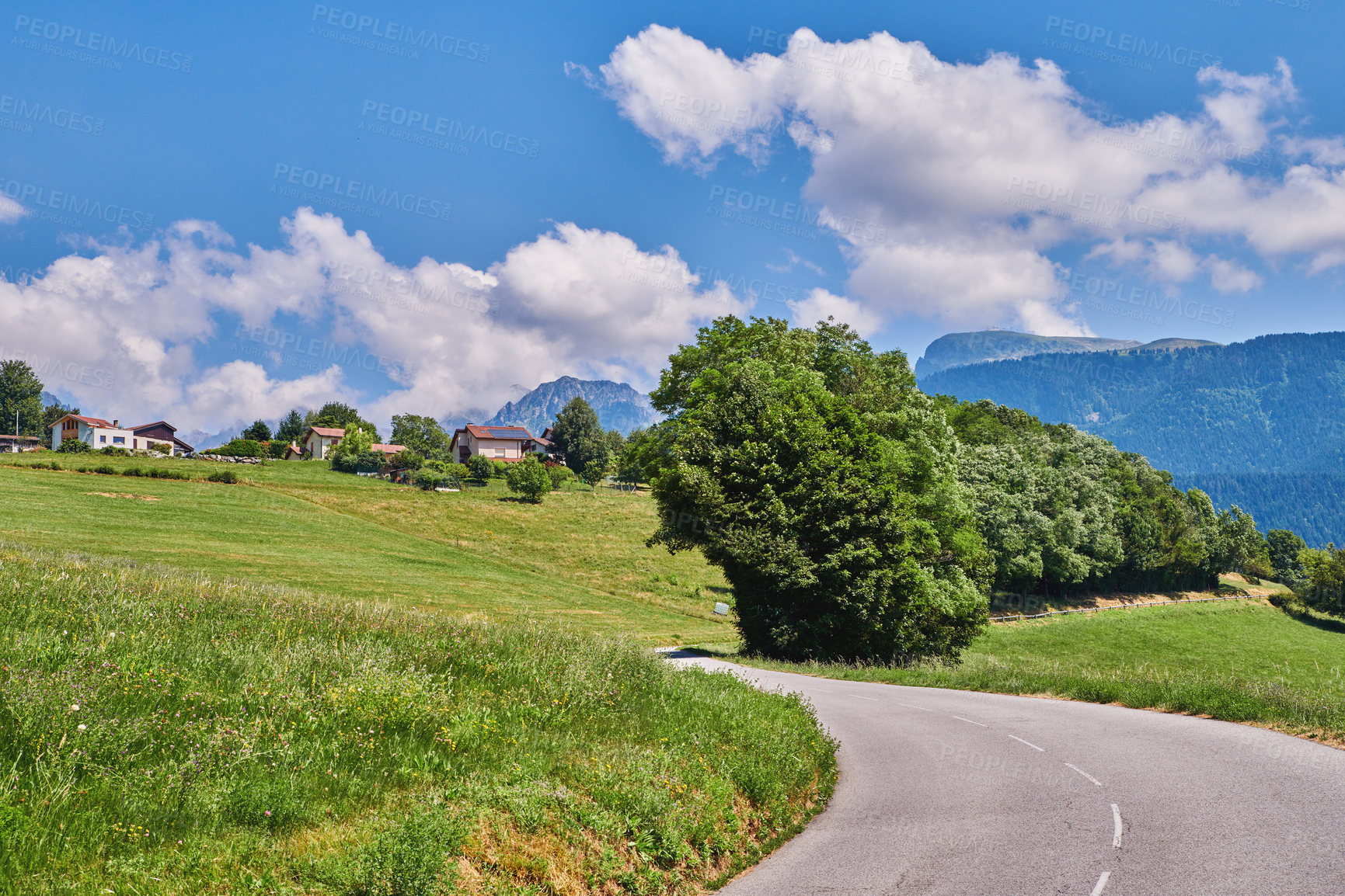 Buy stock photo A series of photos of countryside, farmland and forest close to Lyon, France