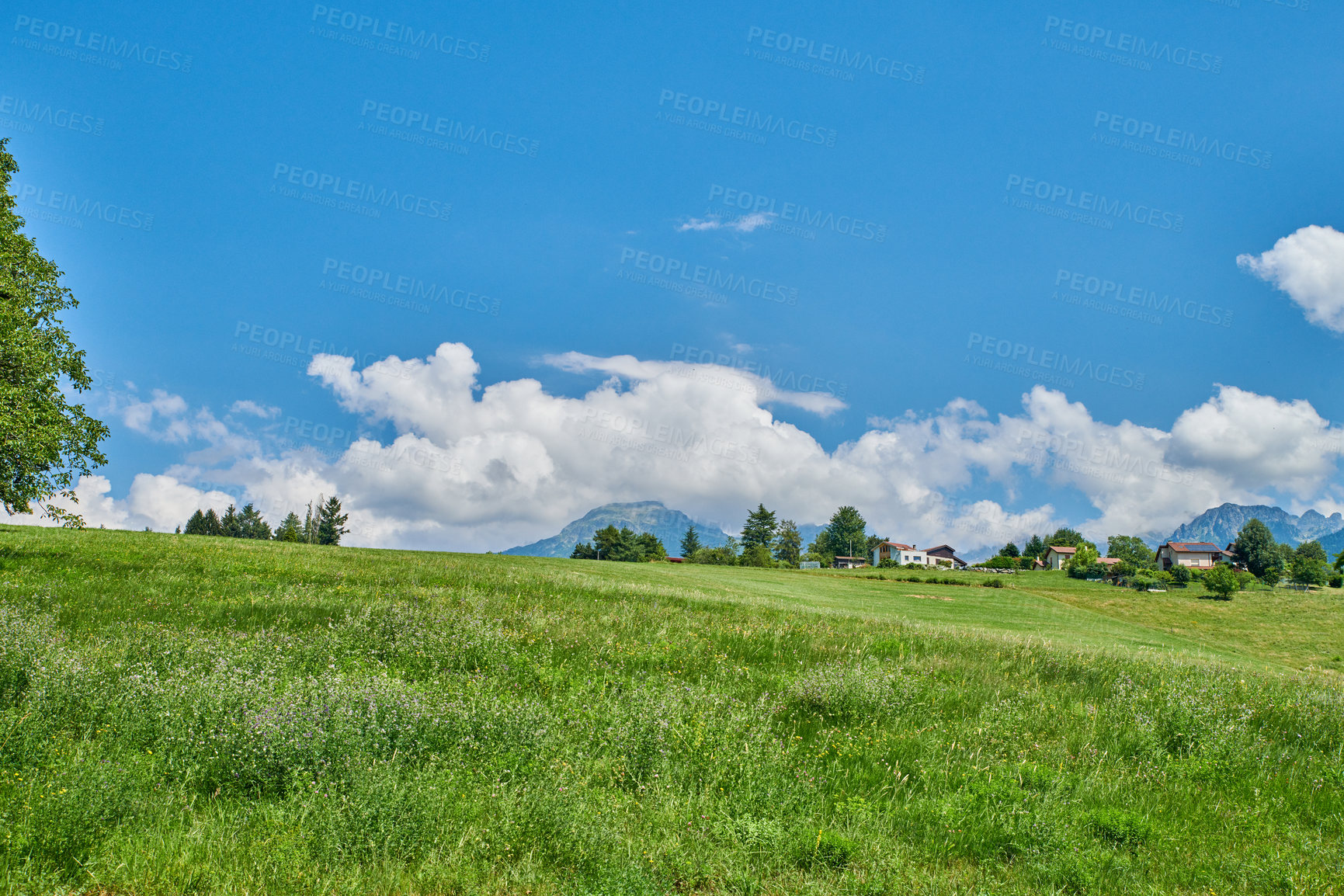 Buy stock photo A series of photos of countryside, farmland and forest close to Lyon, France