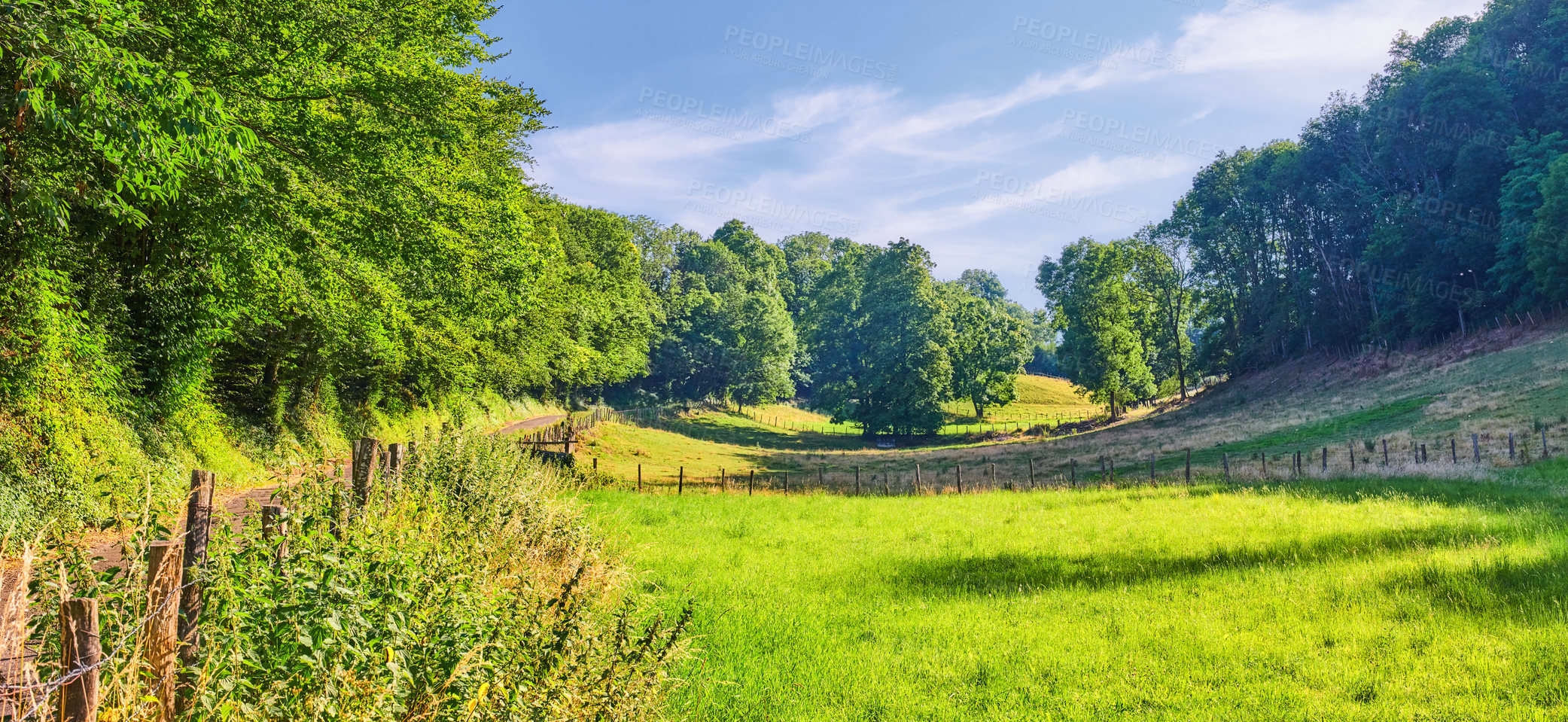 Buy stock photo A series of photos of countryside, farmland and forest close to Lyon, France