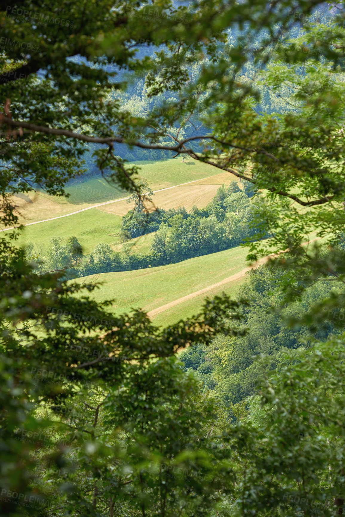 Buy stock photo A series of photos of countryside, farmland and forest close to Lyon, France