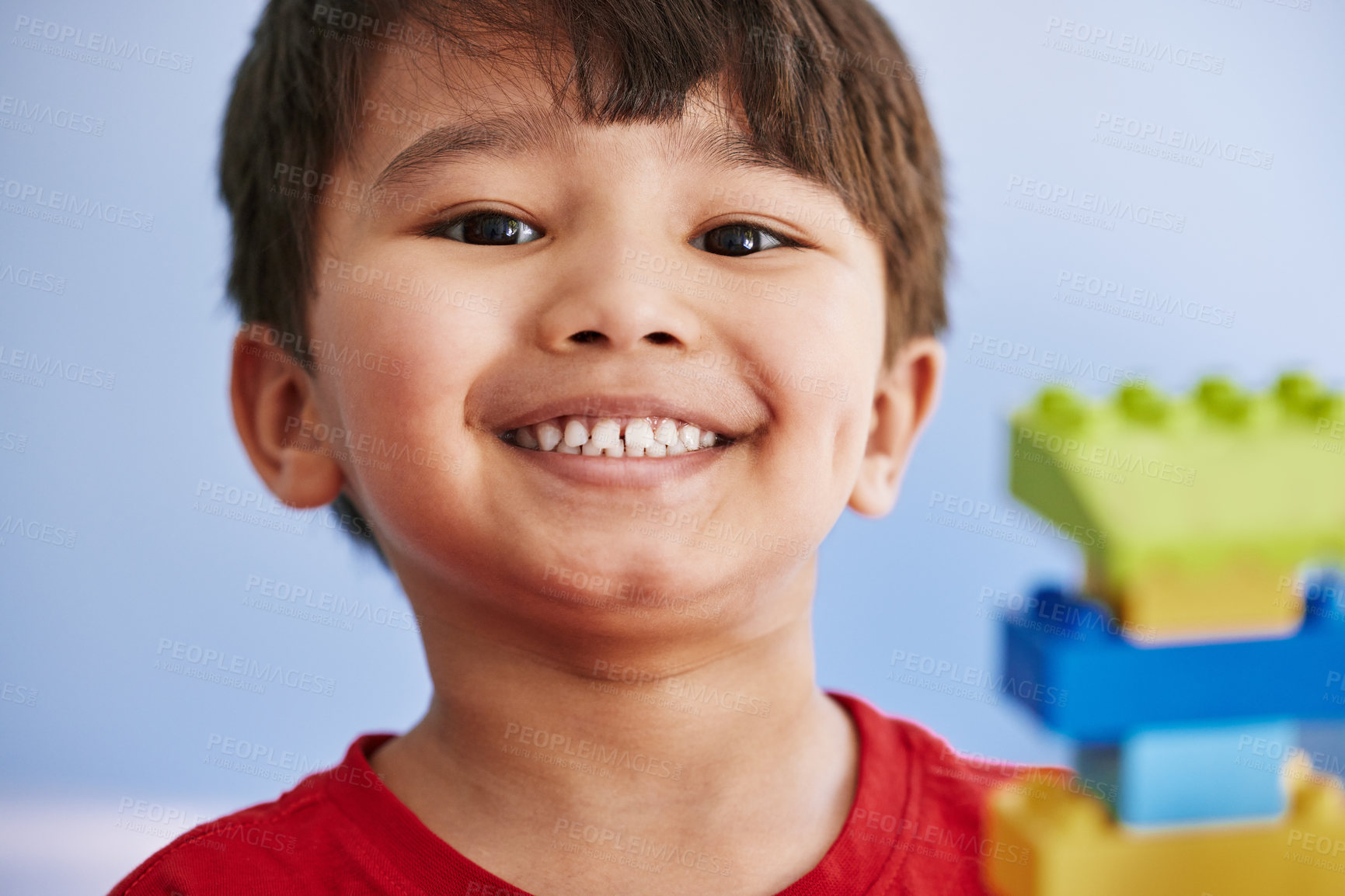 Buy stock photo Portrait of an adorable little boy at home