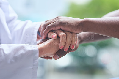 Buy stock photo Shot of unrecognizable people holding hands