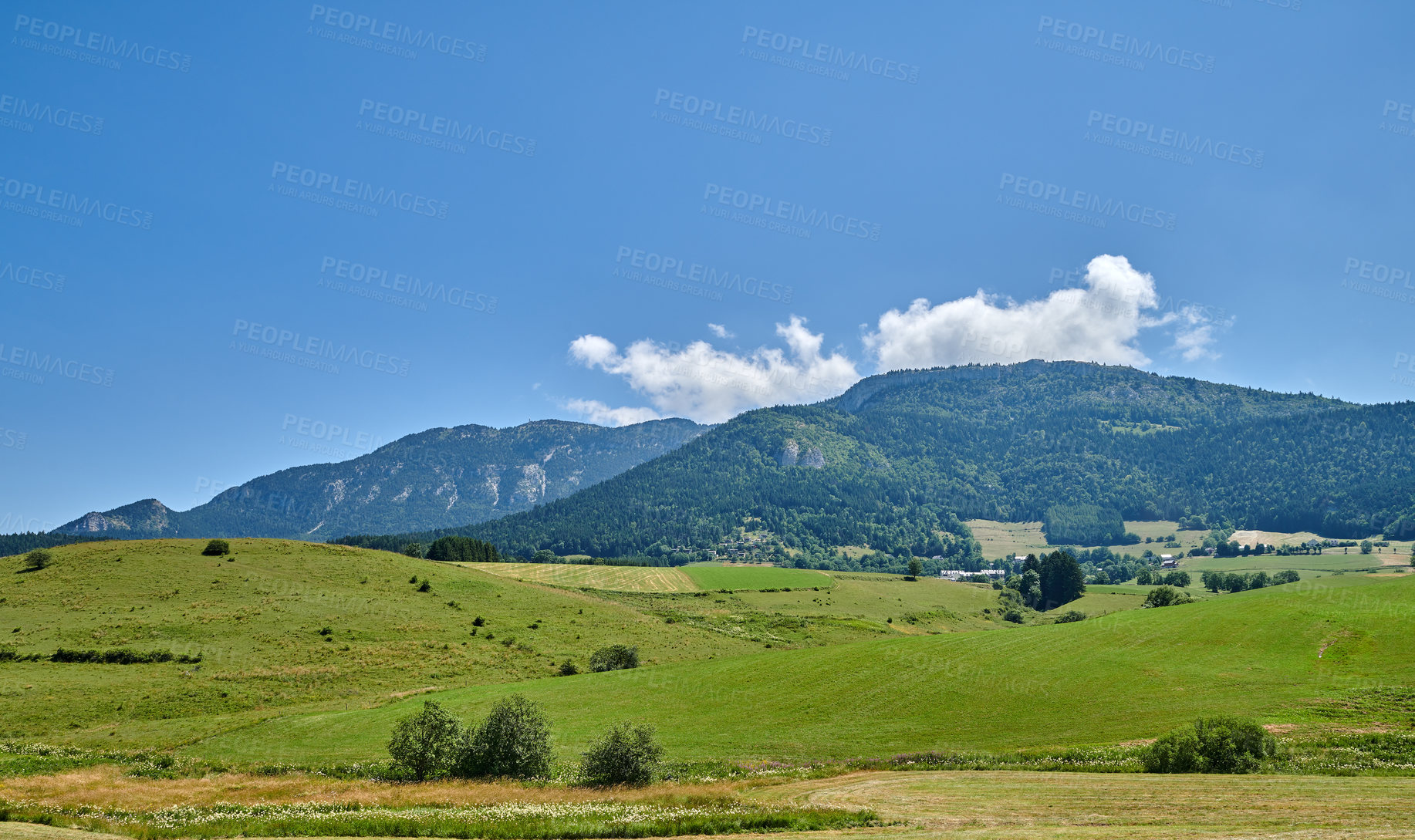 Buy stock photo A series of photos of countryside, farmland and forest close to Lyon, France