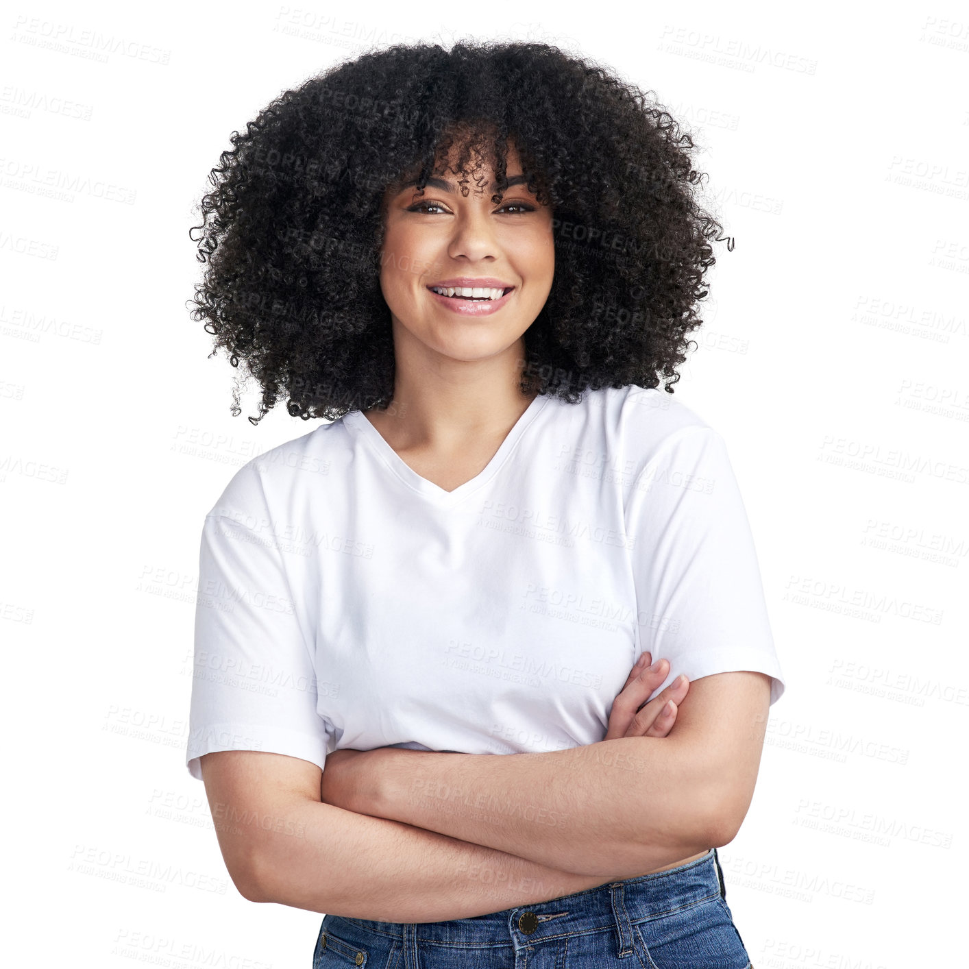 Buy stock photo Studio portrait of an attractive young woman posing against a white background