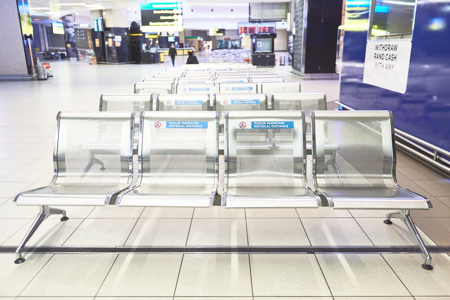 Buy stock photo Shot of the benches at the airport