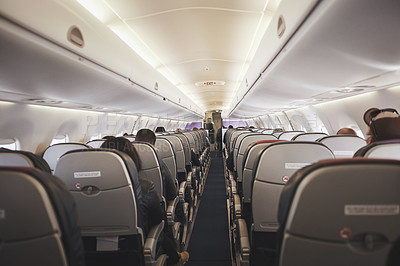 Buy stock photo Shot of a empty aisle in an aeroplane