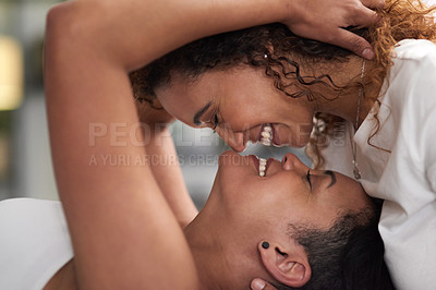 Buy stock photo Shot of an affectionate couple spending quality together at home