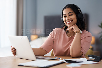 Buy stock photo Shot of a young woman working from home