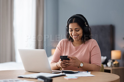 Buy stock photo Shot of a young woman working from home