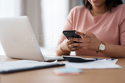 Buy stock photo Cropped shot of a woman working from home