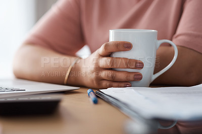 Buy stock photo Cropped shot of a woman working from home