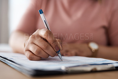 Buy stock photo Cropped shot of a woman working from home